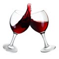 two glasses of red wine with splash isolated on white Royalty Free Stock Photo