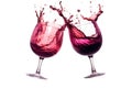 Two glasses of red wine on white background. Generative AI Royalty Free Stock Photo