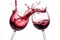 Two glasses of red wine on white background. Generative AI Royalty Free Stock Photo