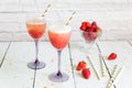 Luxury wine cocktail with strawberry sorbet