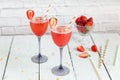 Luxury wine cocktail with strawberry sorbet Royalty Free Stock Photo