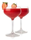 Two strawberry daiquiri cocktails Royalty Free Stock Photo