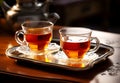 Two glasses of Turkish tea. AI generated Royalty Free Stock Photo