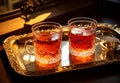 Two glasses of Turkish tea. AI generated Royalty Free Stock Photo