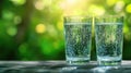 Two glasses of water with bubbles in them Royalty Free Stock Photo