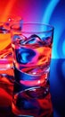 Two glasses of water with colorful liquid on a table, AI Royalty Free Stock Photo