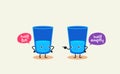 Two glasses of water is having conversation. Half full, half empty. Vector Illustration Royalty Free Stock Photo