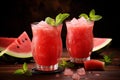 Two glasses of watermelon drink