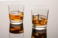 Two glasses of whiskey on the rocks