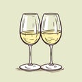 Two glasses of White wine icon - Vector Royalty Free Stock Photo