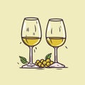 Two glasses of White wine icon - Vector Royalty Free Stock Photo