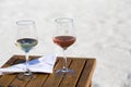Two Glasses of Wine at the Beach Royalty Free Stock Photo