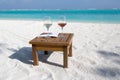 Two Glasses of Wine at the Beach Royalty Free Stock Photo