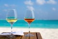 Two Glasses of Wine at the Beach Royalty Free Stock Photo