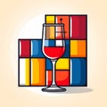 Colorful Wine Glass And Box Illustration In Pop Art Style Royalty Free Stock Photo