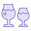 Two glasses of wine flat icon. Wine glasses violet icons in trendy flat style. Drink gradient style design, designed for Royalty Free Stock Photo