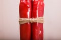 Two glossy peppers cayenne Royalty Free Stock Photo