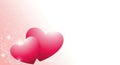Two Glossy Pink Overlapping Hearts Floating on Soft Gradient Pink Sparkling Background Royalty Free Stock Photo