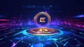 Two glowing cryptocurrency coins, featuring Bitcoin and Ethereum symbols,