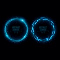 Two glowing neon banners are blue. Shining lights in motion with small particles. Flying motes and lights. Banners for the web. Ve Royalty Free Stock Photo
