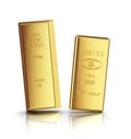 Two gold bars with reflection Royalty Free Stock Photo