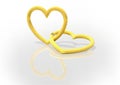 Two Gold Entwined Hearts