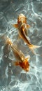 Two gold fish swimming in a pond. Generative AI Royalty Free Stock Photo
