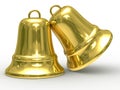 Two gold hand bell on white background