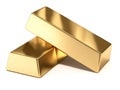 Two Gold ingot isolated on a white background Royalty Free Stock Photo