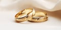 Two gold wedding rings. Royalty Free Stock Photo