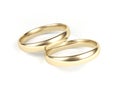 Two gold wedding rings isolated on white background. Royalty Free Stock Photo