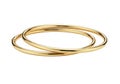 Two golden bangles are intertwined together Royalty Free Stock Photo