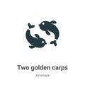 Two golden carps vector icon on white background. Flat vector two golden carps icon symbol sign from modern animals collection for
