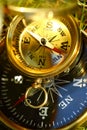 Two golden compasses Royalty Free Stock Photo