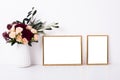 Two golden frames mock-up Royalty Free Stock Photo