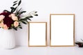 Two golden frames mock-up Royalty Free Stock Photo