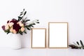 Two golden frames mock-up Royalty Free Stock Photo