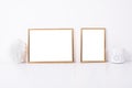 Two golden frames mock-up Royalty Free Stock Photo
