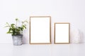 Two golden frames mock-up Royalty Free Stock Photo