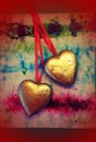 Two golden hearts Royalty Free Stock Photo