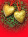 Two golden hearts Royalty Free Stock Photo