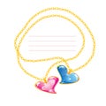 Two Golden jewelry chains with heart