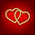 Two golden linked hearts. Royalty Free Stock Photo