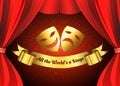 Two Golden Mask on Red Curtain Theater Stage Royalty Free Stock Photo