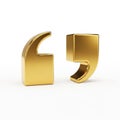 Two golden quotation mark symbols facing each other on a white background quotation marks Royalty Free Stock Photo