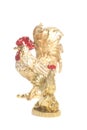 Two golden roosters statue symbol new year. Royalty Free Stock Photo