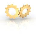 Two golden shiny cogwheels Royalty Free Stock Photo