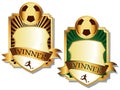 Two golden soccer emblems Royalty Free Stock Photo