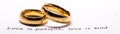 Golden wedding rings on bible phrase Royalty Free Stock Photo