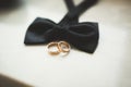 Two golden wedding rings isolated background concept Royalty Free Stock Photo